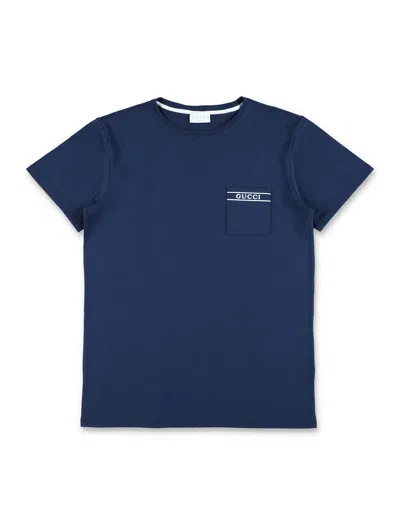 Gucci Kids Patch Pocket T-shirt In Blue