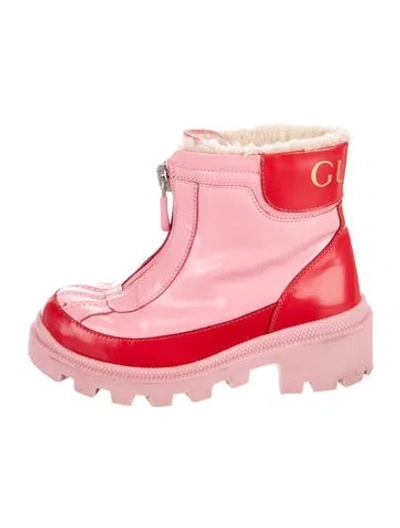 Pre-owned Gucci Babies' Kids Patent Leather Boots In Pink/red
