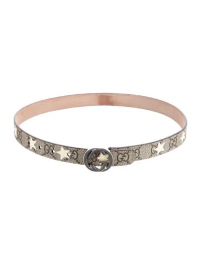 Pre-owned Gucci Kids' Pattern Canvas Belt In Neutrals