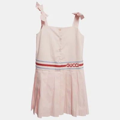 Pre-owned Gucci Kids Pink Cotton Pleated Dress 4yrs
