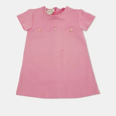 Pre-owned Gucci Kids Pink Jersey A-line Dress 24 M