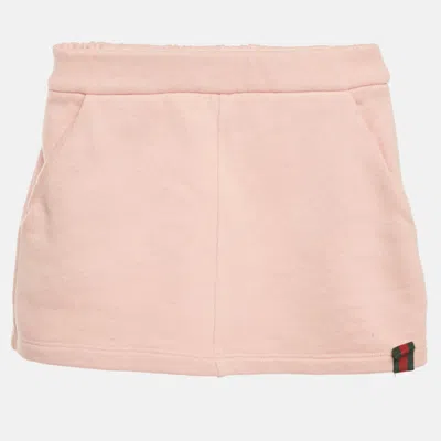Pre-owned Gucci Kids Pink Web Trim Cotton Mini Skirt 4yrs