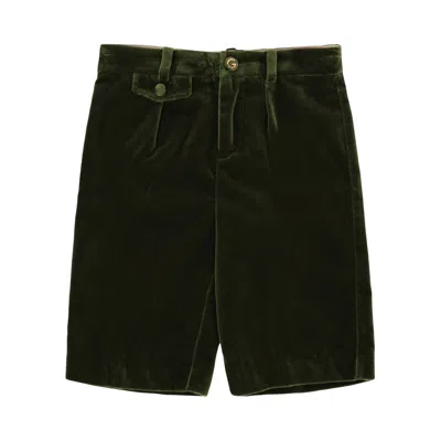 Pre-owned Gucci Kids Pleated Velvet Shorts 'green' | Kid's Size 5