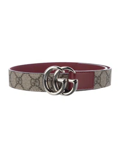 Pre-owned Gucci Babies' Kids Red Leather  Belt With Pattern W/tags In Neutrals/red