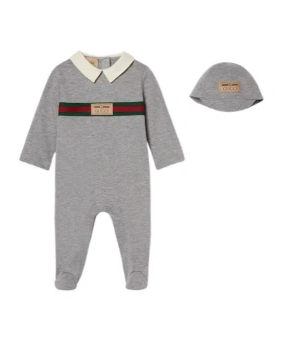 Gucci Kids Set Of Two Babygrow In Gray