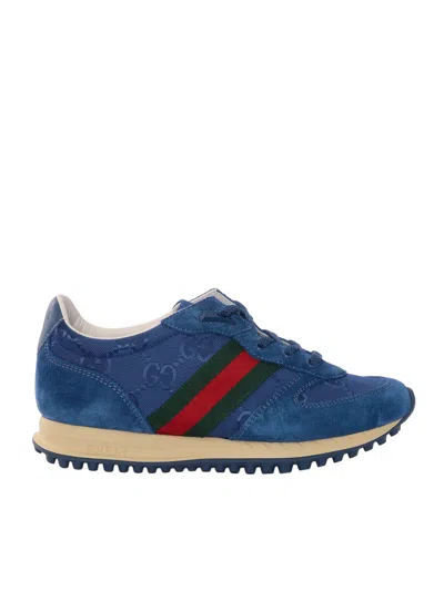 Gucci Kids Sneaker Leather, R.s. Suede Sw In Blue