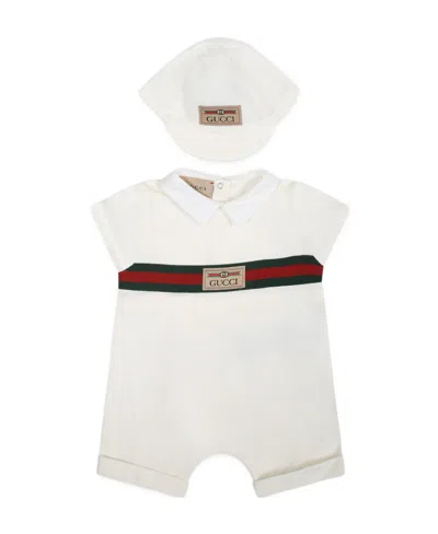 Gucci White Set For Baby Boy With Logo In Bianco