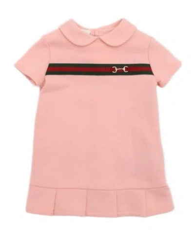 Gucci Kids Web Detailed Short-sleeved Dress In Pink