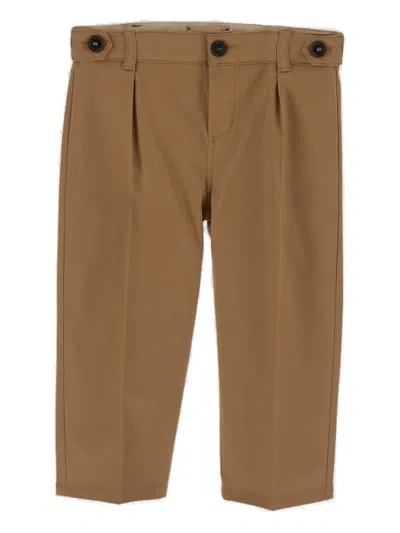 Gucci Kids Web Detailed Straight Leg Trousers In Brown