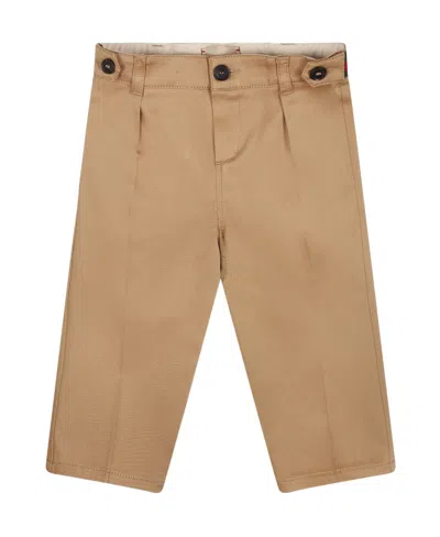 Gucci Kids Web Detailed Straight Leg Trousers In Nude