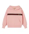 Gucci Kids Web Horsebit Straight Hem Hoodie In Pink