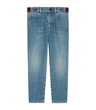Gucci Kids' Web Stripe Jeans (4-12 Years) In Blue