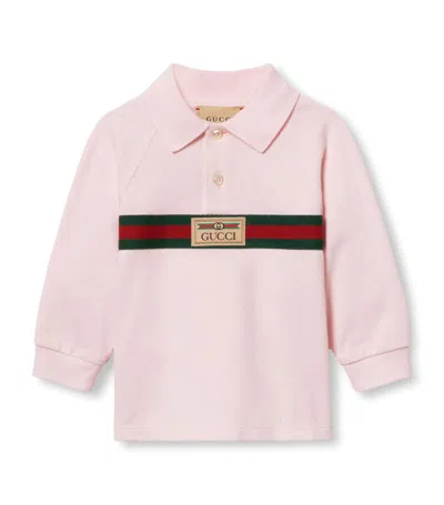 Gucci Kids Web Stripe Polo Shirt (0-36 Months) In Pink