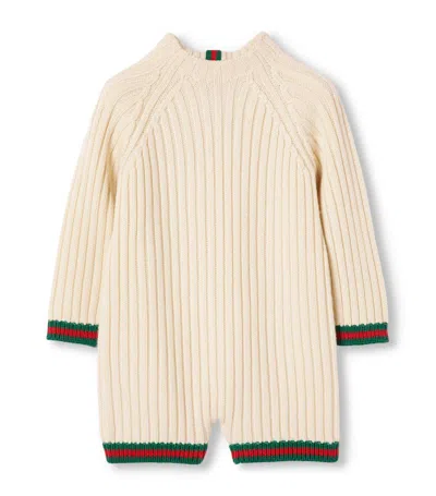 Gucci Kids Wool Rib-stitch Playsuit (0-24 Months) In Nude