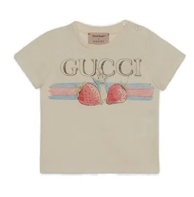 Gucci Kids X Peter Rabbit Logo Printed Crewneck T In White