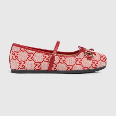 Gucci Kinder-ballerina Mit Horsebit In Red