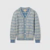 Gucci Kids' Double G Cotton Cardigan In Blue