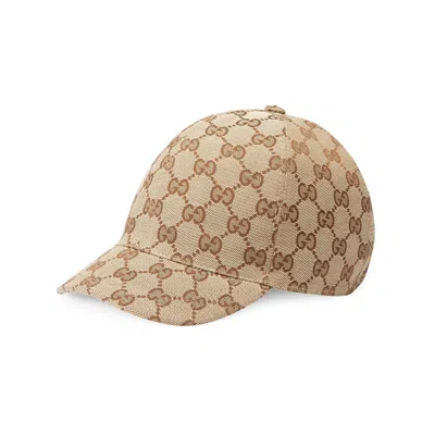 Gucci Kids' Beige Gg Logo Canvas Cap