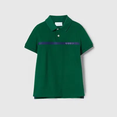 Gucci Kids' Kinder-poloshirt Aus Baumwoll-piqué In Green