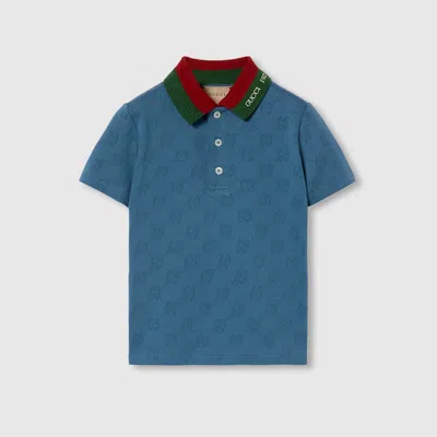 Gucci Kids' Gg Jersey Polo Shirt In Blue ModeSens