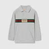 Gucci Logo Ribbon Polo Shirt In Grey