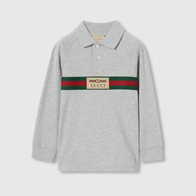 Gucci Polo Shirt With Web In Grey