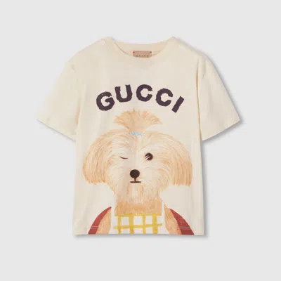 Gucci Printed Cotton T-shirt In White