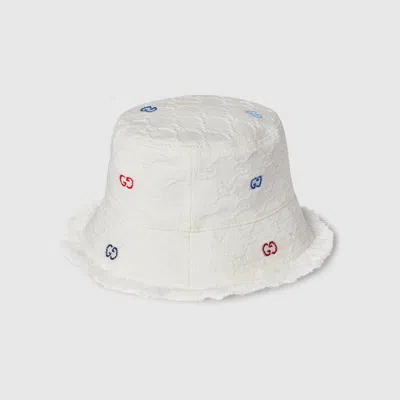 Gucci Kinder-fischerhut Aus Gg Baumwolle In Gold