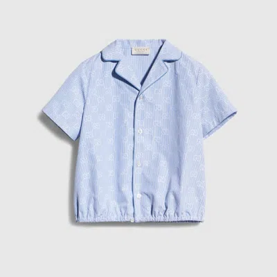 Gucci Babies' Kinderhemd Aus Gestreiftem Popeline Mit Gg In Blue