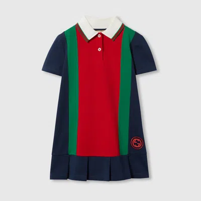 Gucci Web Cotton Dress In Blue