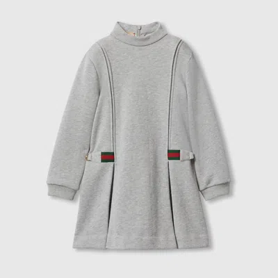 Gucci Cotton Dress With Web In Grey