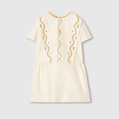Gucci Kids' Cotton Voile Dress In Neutral