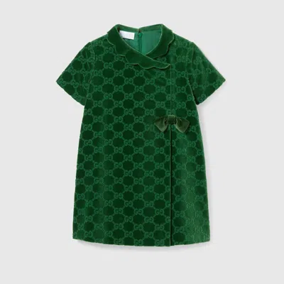 Gucci Gg Cotton Velvet Dress In Green