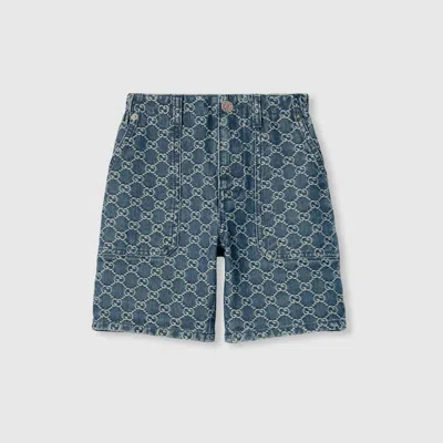 Gucci Kids' Kindershorts Aus Gg Denim In Blue