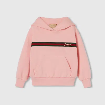 Gucci Kids' Cotton Sweatshirt With Web In Pink