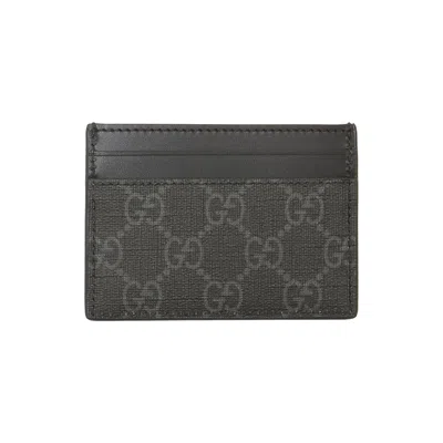Pre-owned Gucci King Snake Print Gg Supreme Card Holder 'black/red' | Men's Size Onesize