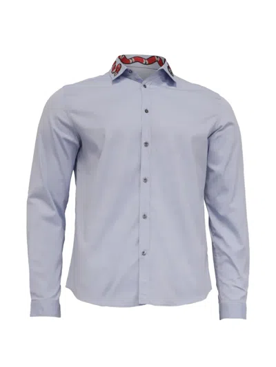 Pre-owned Gucci Kingsnake Embroidered Shirt In Blue