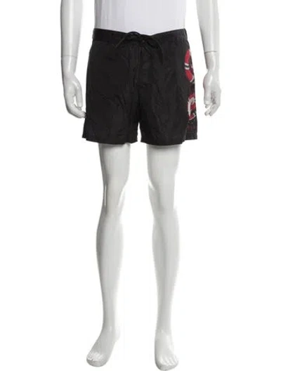 Pre-owned Gucci Kingsnake Graphic Print Swim Trunks In Black