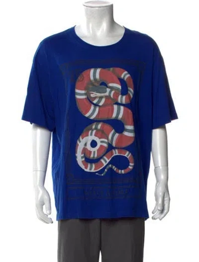Pre-owned Gucci Kingsnake Graphic Print T-shirt In Blue