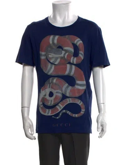 Pre-owned Gucci Kingsnake Graphic Print T-shirt In Blue