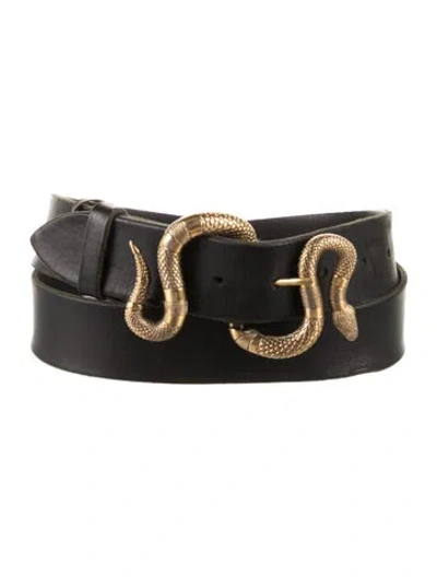 Pre-owned Gucci Kingsnake Leather Belt In Black