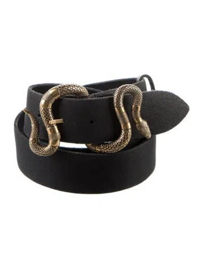 Pre-owned Gucci Kingsnake Leather Belt In Black