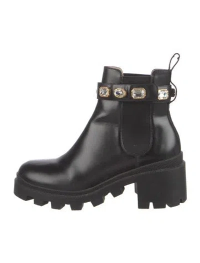 Pre-owned Gucci Kingsnake Leather Chelsea Boots In Black