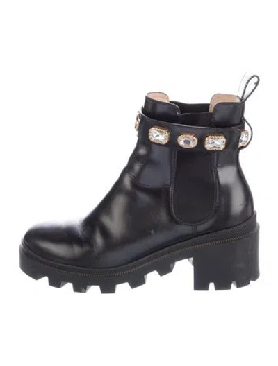 Pre-owned Gucci Kingsnake Leather Chelsea Boots In Black