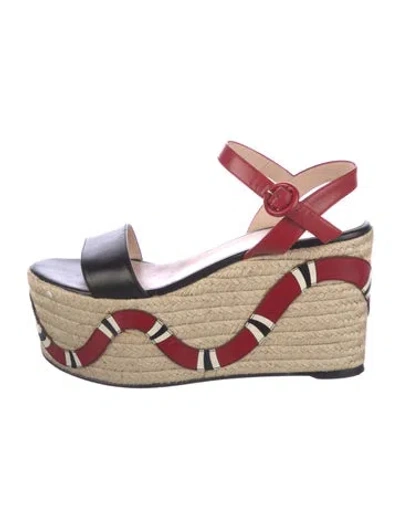 Pre-owned Gucci Kingsnake Leather Espadrilles In Multi