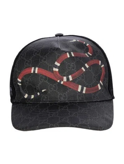 Pre-owned Gucci Kingsnake Print Baseball Hat In Black