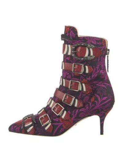 Pre-owned Gucci Kingsnake Printed Lace-up Boots In Multi