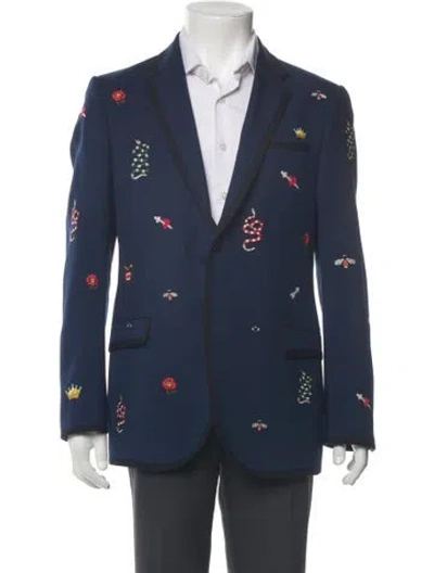 Pre-owned Gucci Kingsnake Wool Blazer In Blue