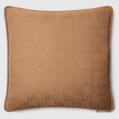 Gucci Gg Viscose Cushion In Brown