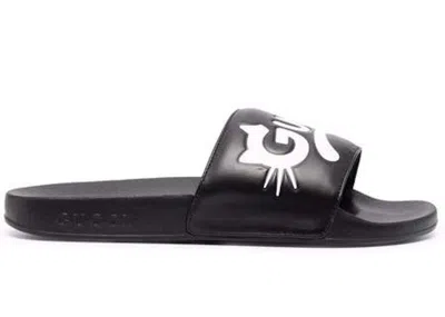 Pre-owned Gucci Kitty Logo Slides (women's) Sneakers In Black/white In Multi